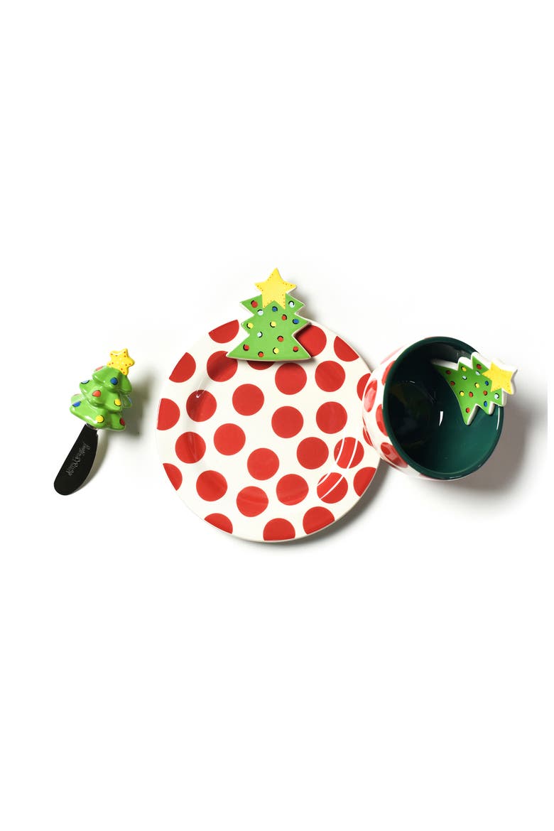 Tree Embellishment Plate Bowl and Spreader Set, Main, color, Red