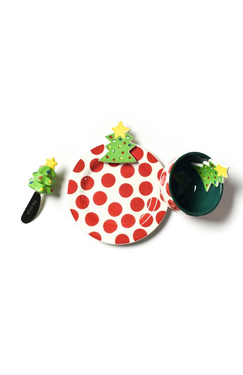 Tree Embellishment Plate Bowl and Spreader Set