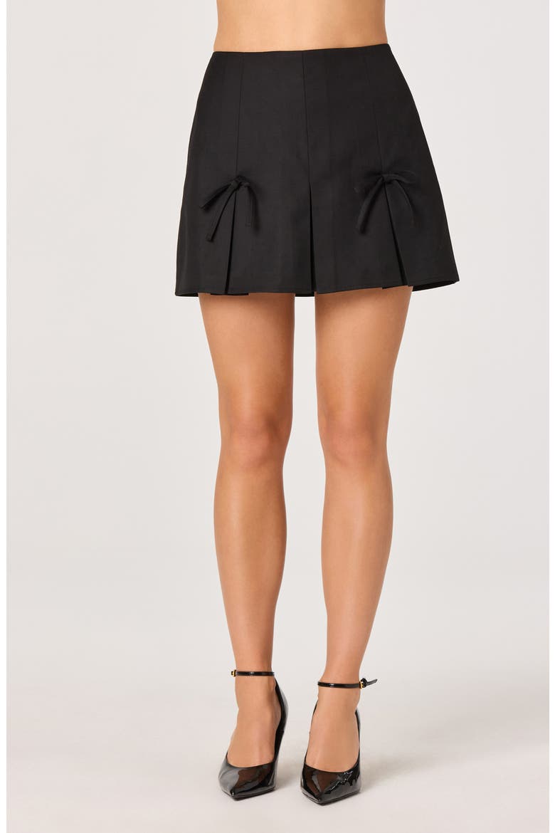 Pleated Bow Miniskirt, Alternate, color, BLACK