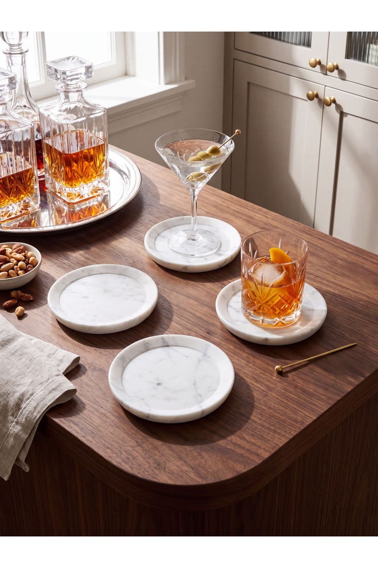 Paloma Marble Coasters, Set of 4, Alternate, color, Ivory White