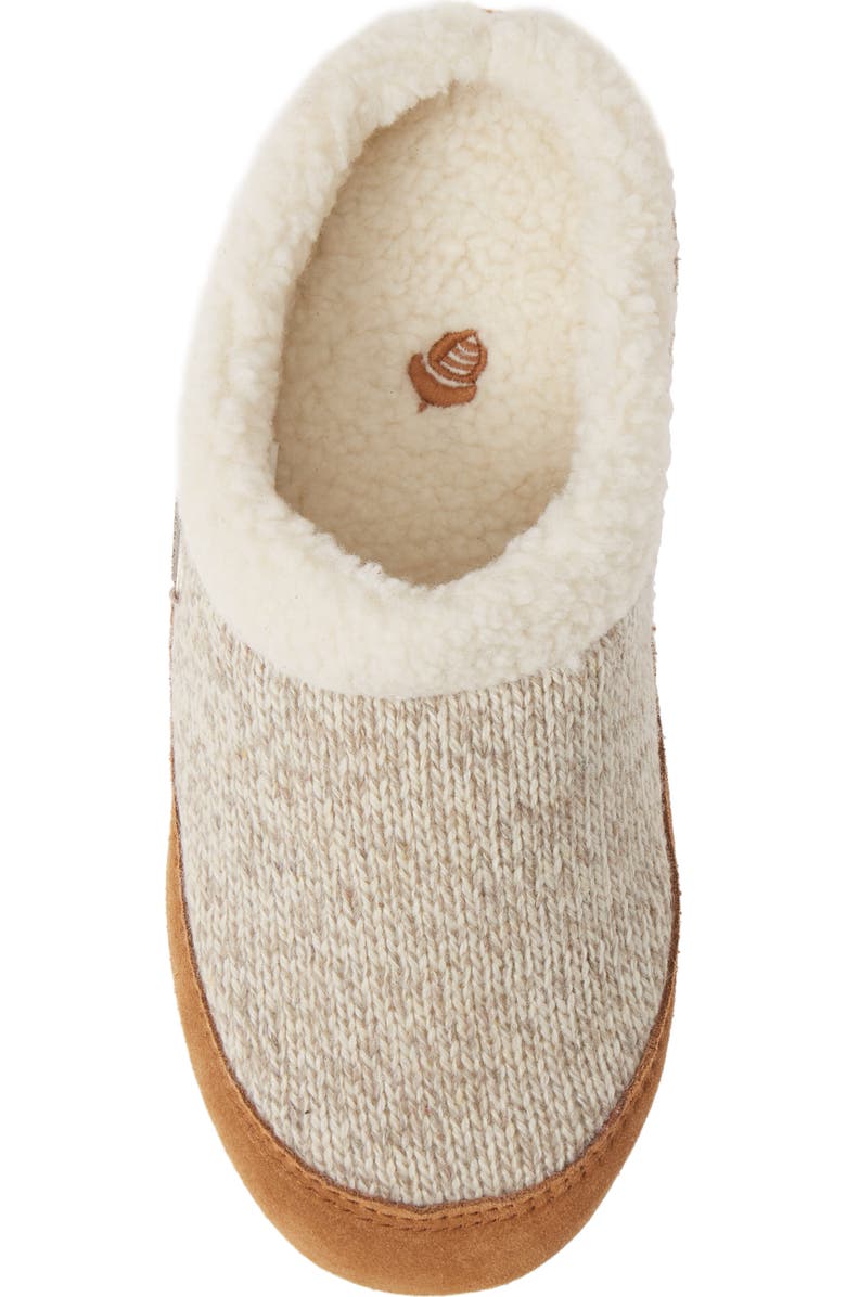 Acorn Faux Fur Mule Slipper, Alternate, color, Oatmeal Heathered Wool