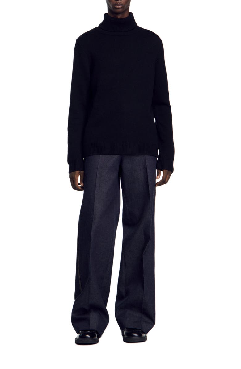 SANDRO Wool and cashmere turtleneck sweater, Alternate, color,