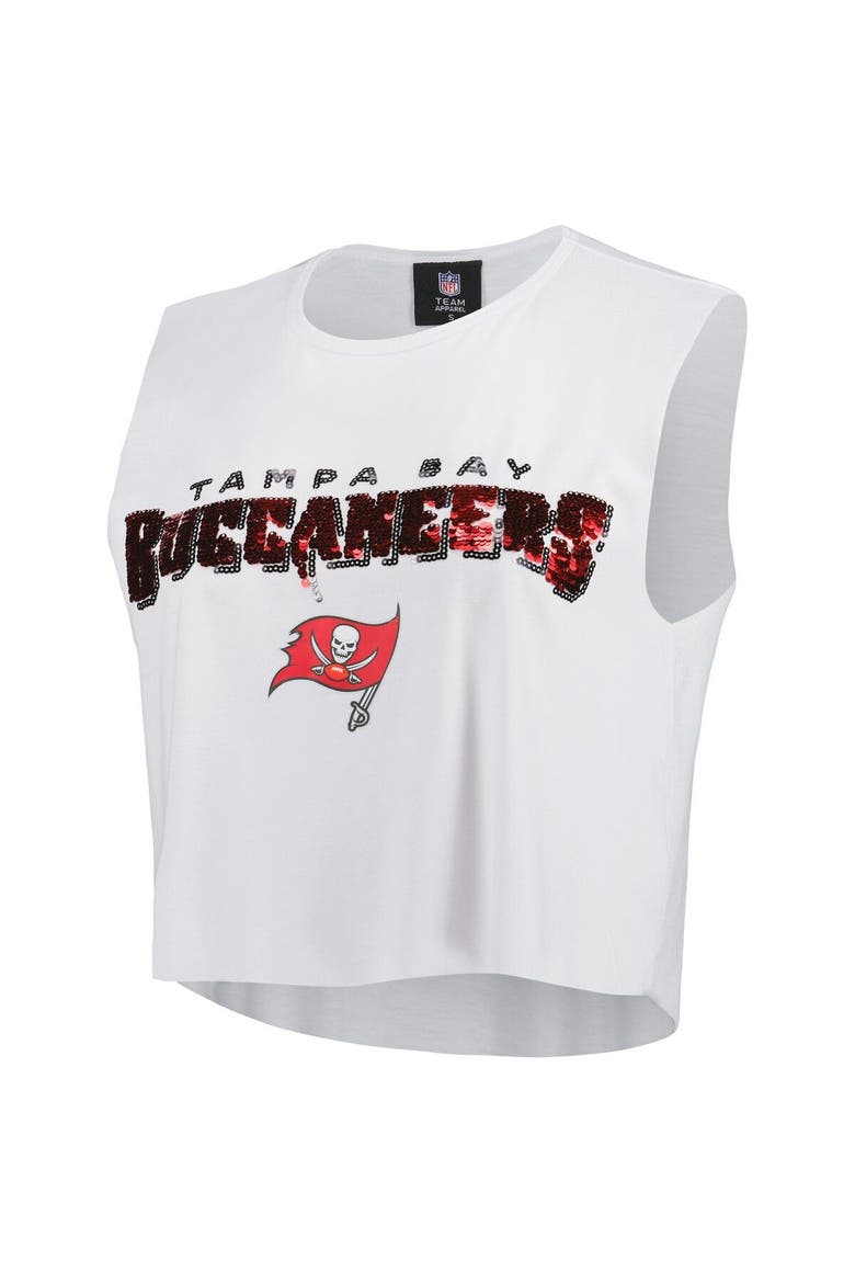 Women's Cuce White Tampa Bay Buccaneers Sequin Tri-Blend Cropped Tank Top, Alternate, color, White