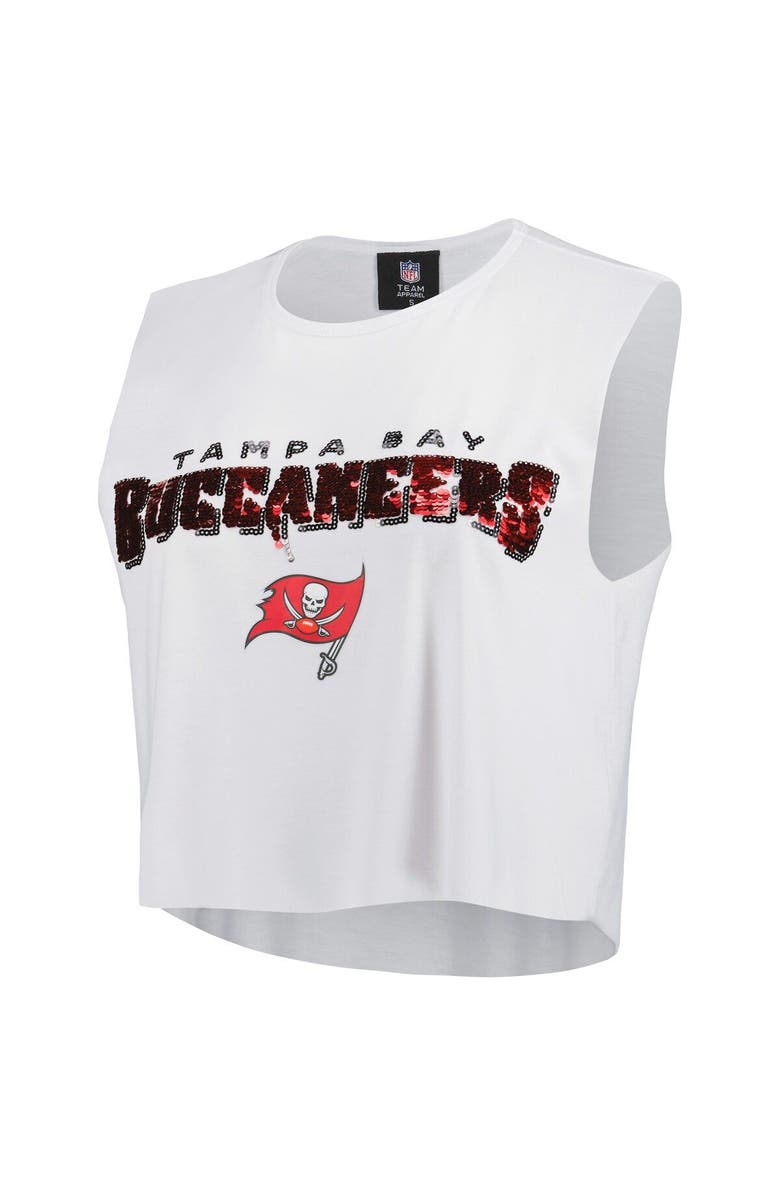 CUCE Women's Cuce White Tampa Bay Buccaneers Sequin Tri-Blend Cropped Tank Top, Alternate, color, White