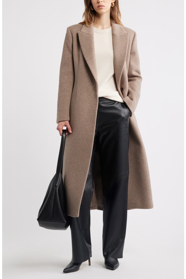 Sculpted Wool & Cashmere Blend Coat, Alternate, color, TAN MINK HEATHER