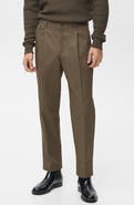 MANGO Regular Fit Pleated Cotton Pants