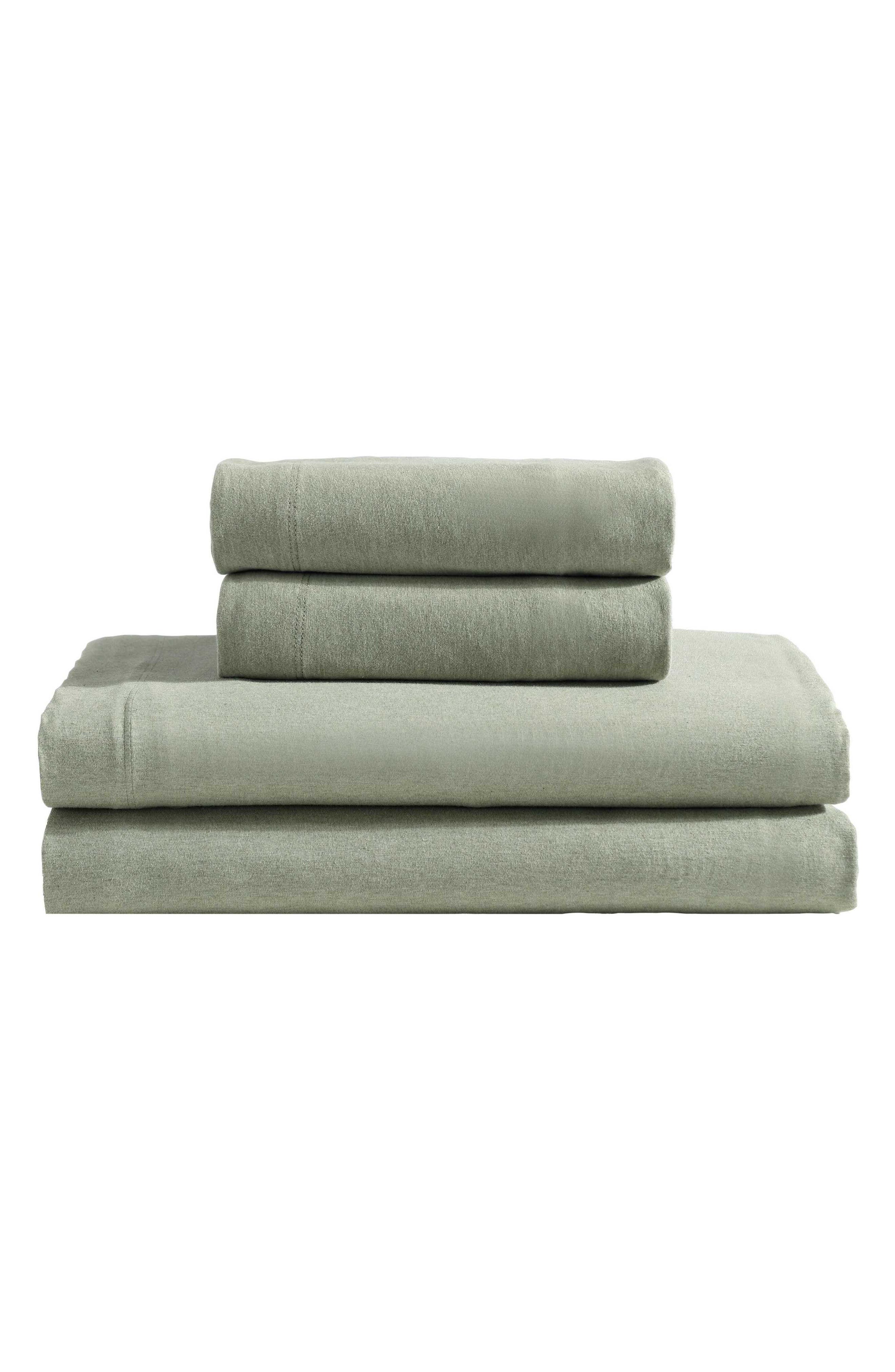 Calvin Klein Home Modern Mélange Cotton Blend Sheet Set in Pastel Green 
