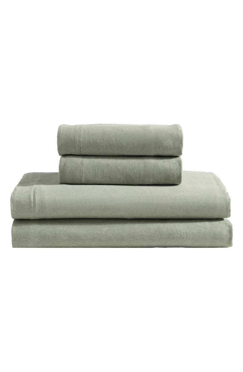 Calvin Klein Home Modern Mélange Cotton Blend Sheet Set, Main, color, Pastel Green