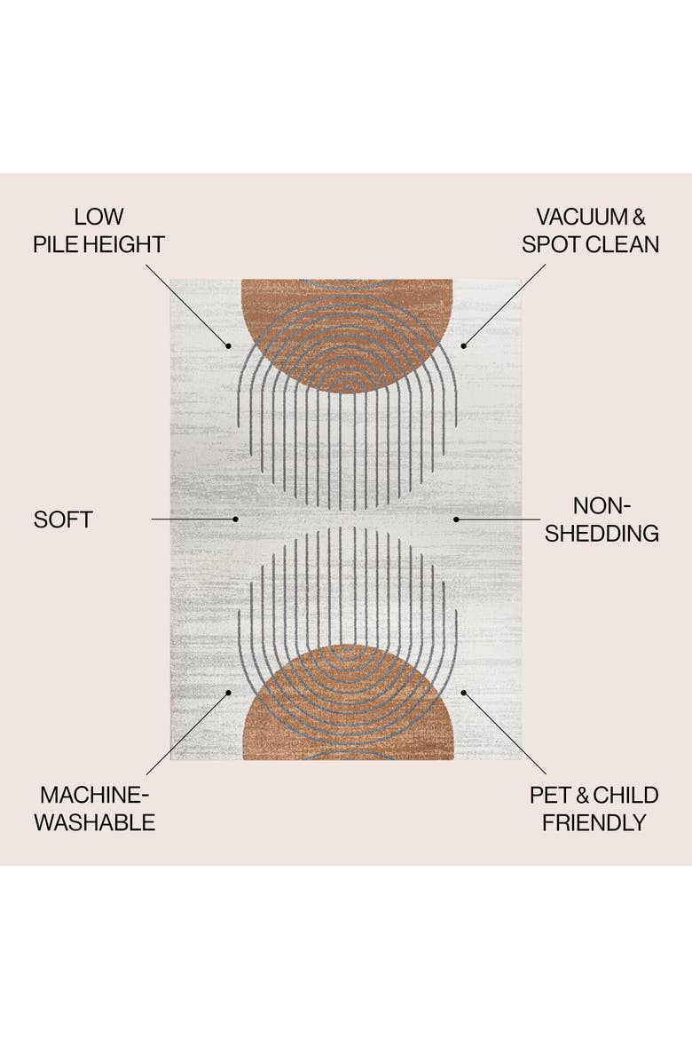Kallax Geometric Modern Low-Pile Machine-Washable Area Rug, Alternate, color, Cream/Terra