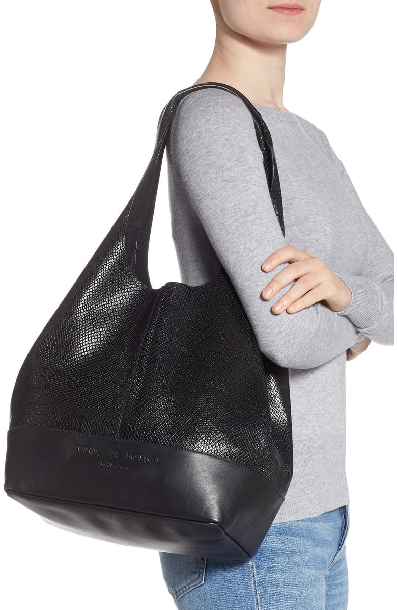 rag & bone Camden Snake Embossed Leather Shopper, Alternate, color,