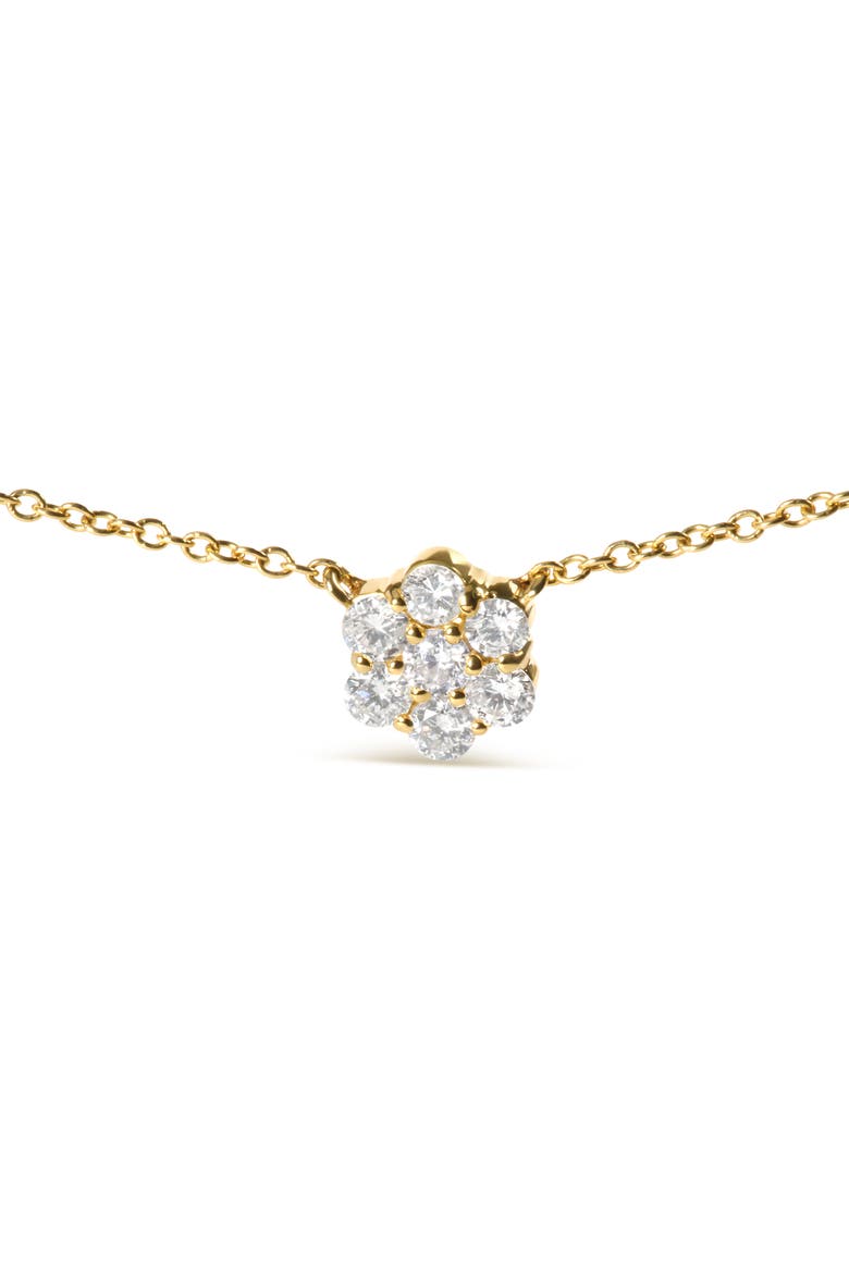 14K Yellow Gold 2.00 Cttw Diamond  Cluster 18" Station Necklace, Alternate, color, Yellow Gold