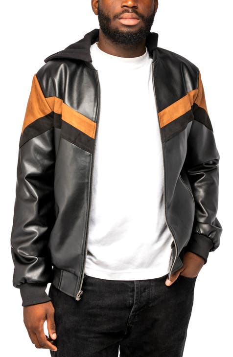 Hooded Faux Leather Jacket