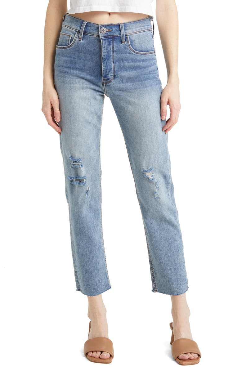 Whetherly Pierce High Waist Straight Leg Ankle Jeans, Main, color, 