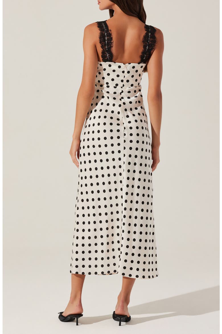 Eirene Lace Trim Polka Dot Dress, Alternate, color, BLACK POLKA DOT