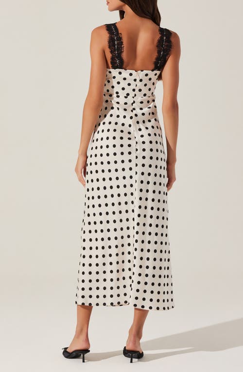 Astr The Label Eirene Lace Trim Polka Dot Dress In Black Polka Dot