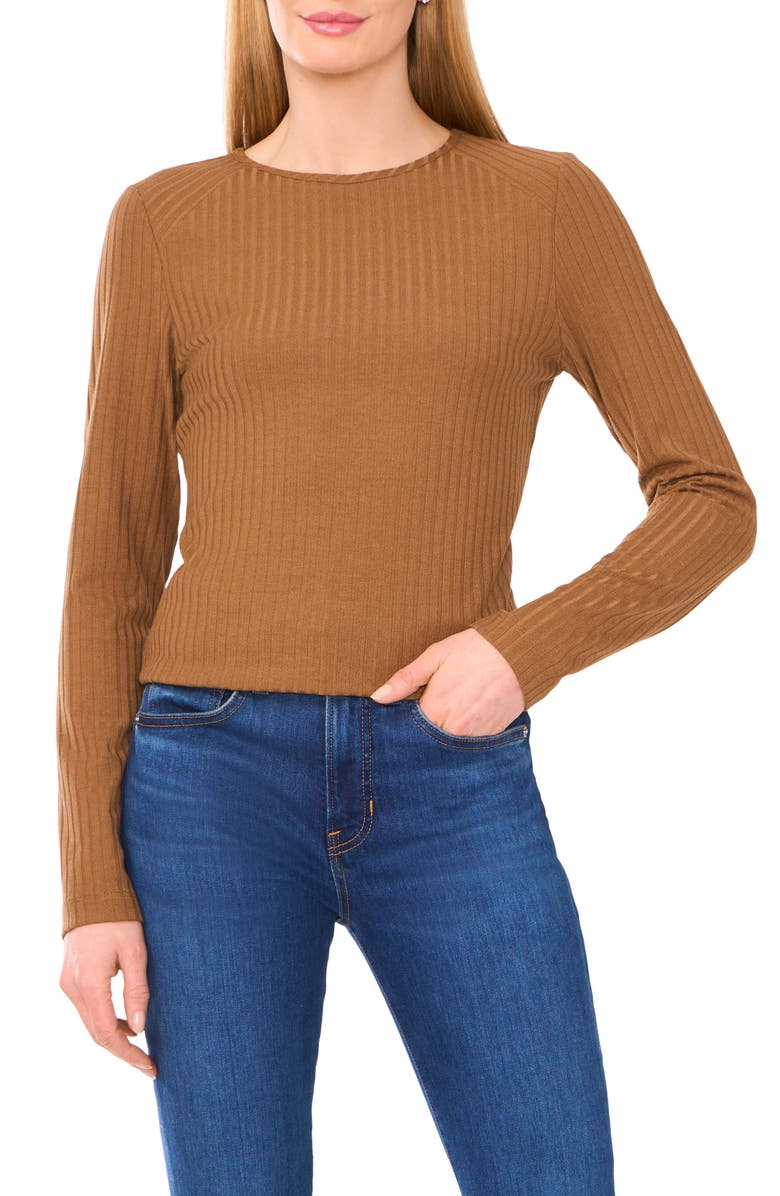 Halogen<sup>®</sup> Fitted Raglan Sleeve Knit Top, Main, color, Rich Cognac