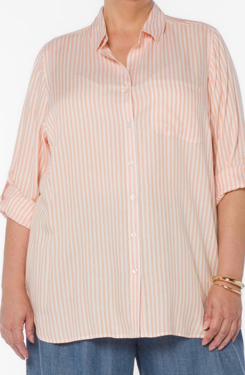 Elisa Tab Sleeve Button-Up Shirt (Plus)