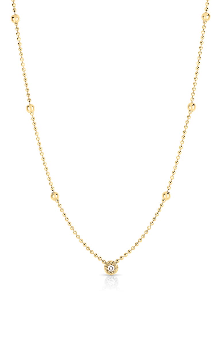 Roberto Coin Diamond & Bead Station Necklace, Main, color, Yellow Gold