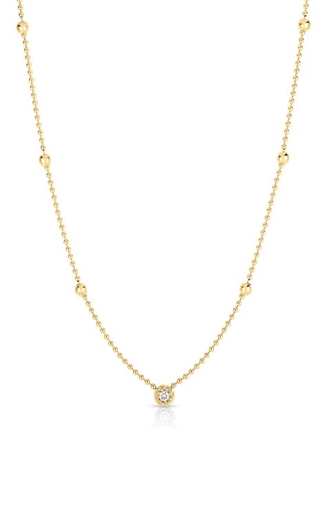 Diamond & Bead Station Necklace