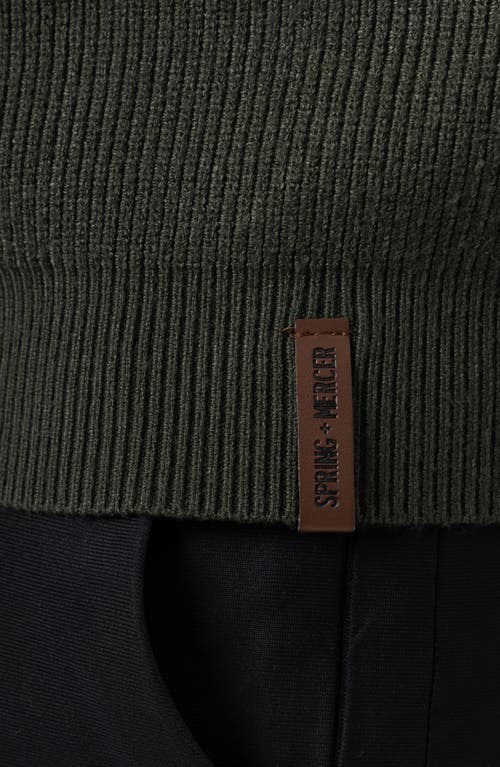 Spring + Mercer Ribbed Crewneck Sweater In Olive
