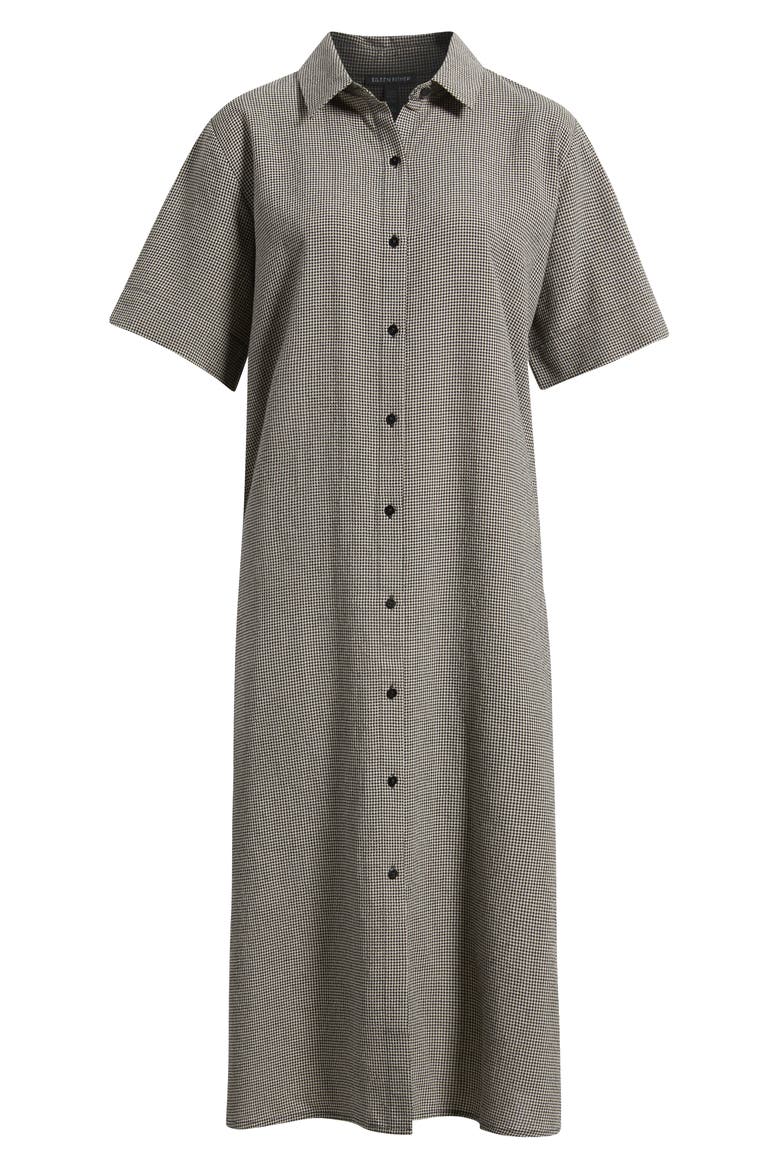 Classic Collar Check Shirtdress, Alternate, color, CHALK