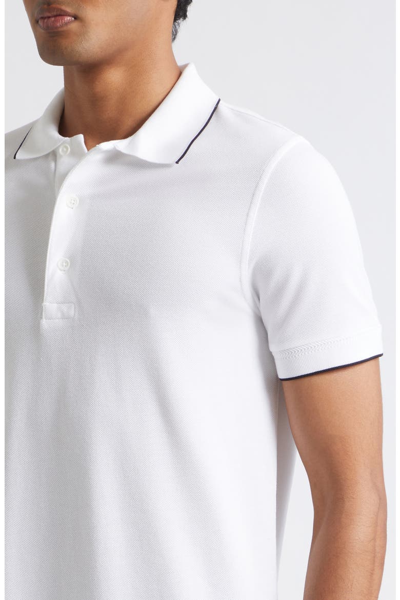Tipped Lyocell & Cotton Piqué Polo, Alternate, color, WHITE/ BLACK