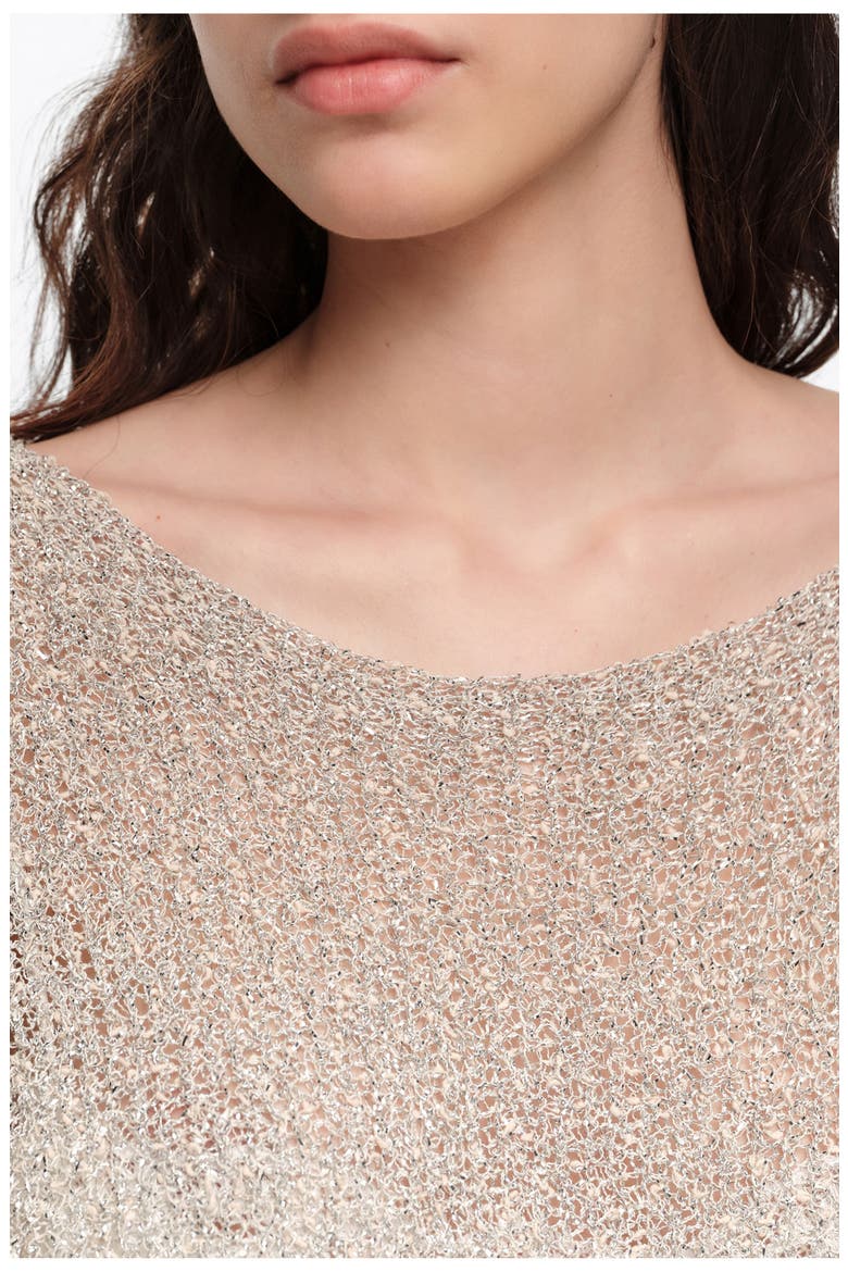 Metallic Batwing Sweater, Alternate, color, SILVER