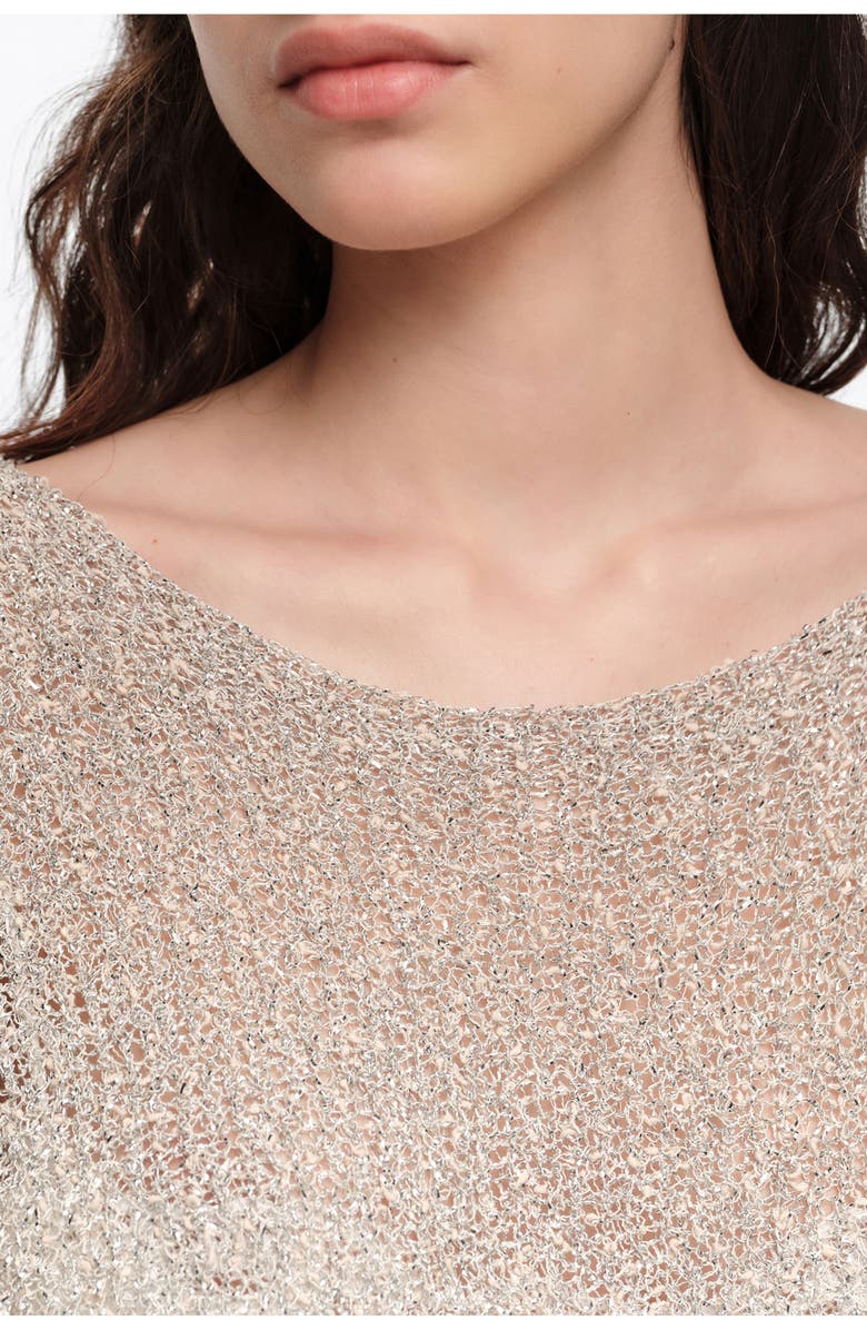 Bimba y Lola Metallic Batwing Sweater, Alternate, color, Silver