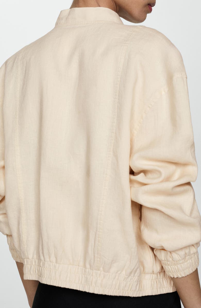 MANGO Snap Front Linen Bomber Jacket, Alternate, color, 