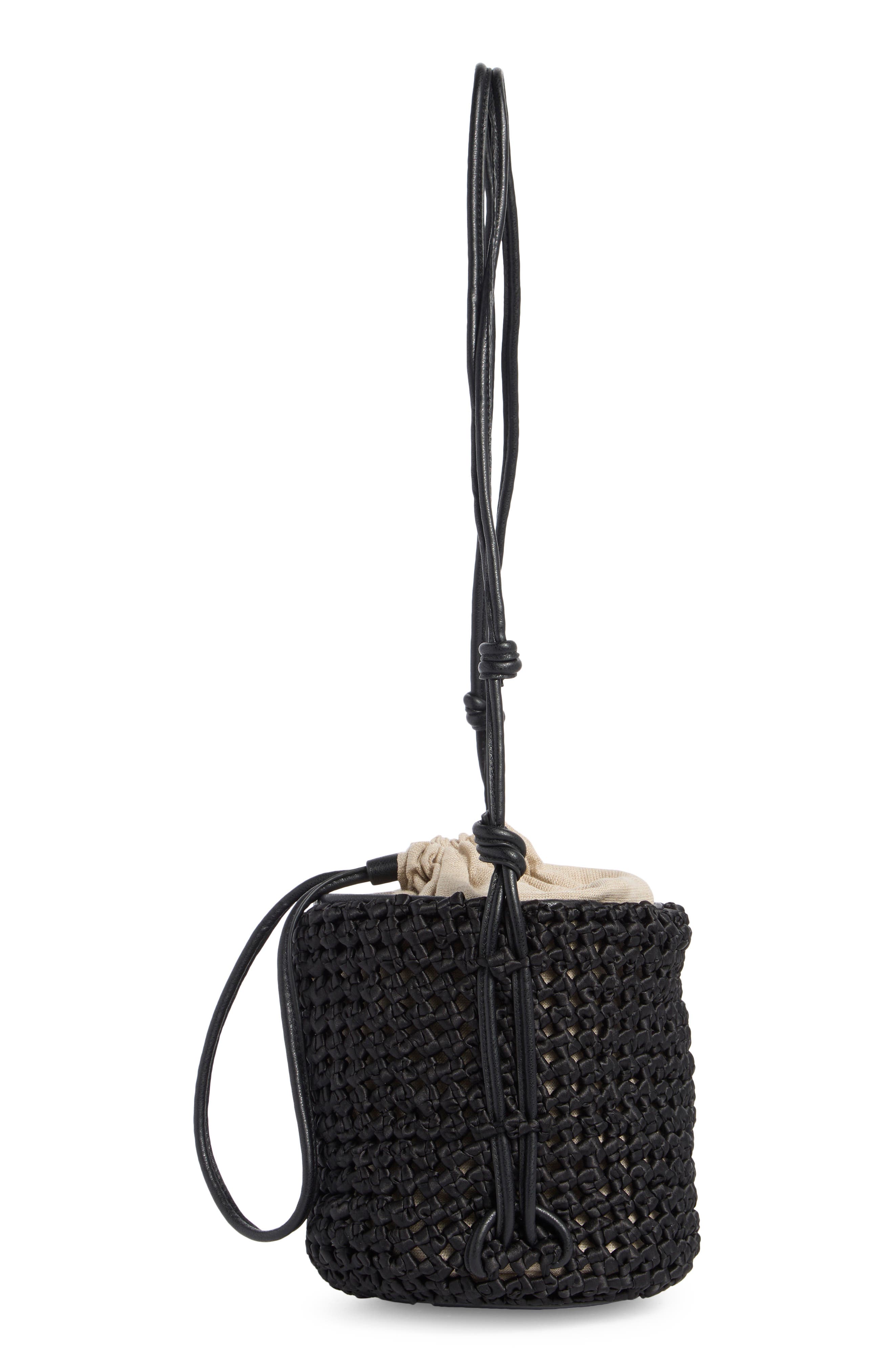Dolce Vita Woven Bucket Bag, Alternate, color, Black