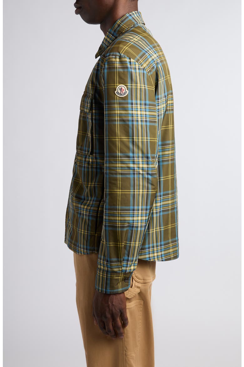 Plaid Nylon Snap-Up Shirt, Alternate, color, GREEN