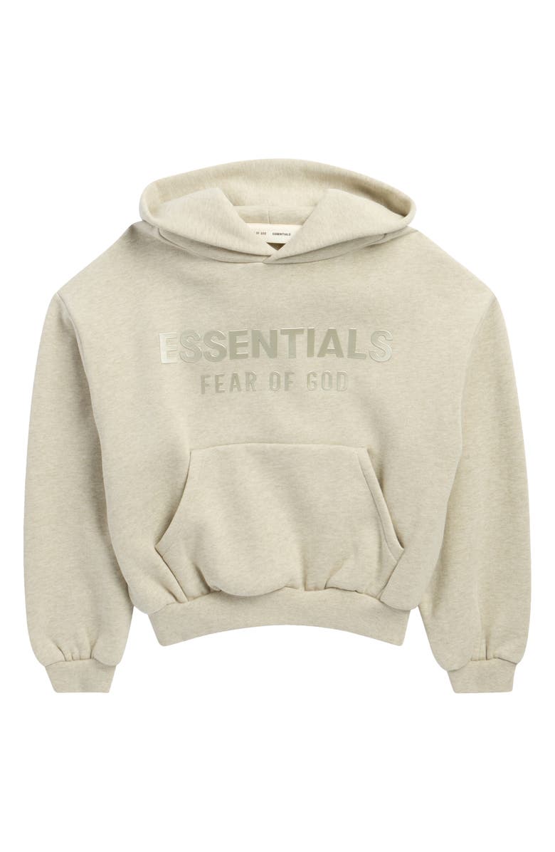 Fear of God Essentials Kids' Metallic Logo Fleece Hoodie, Main, color, Heather Stone