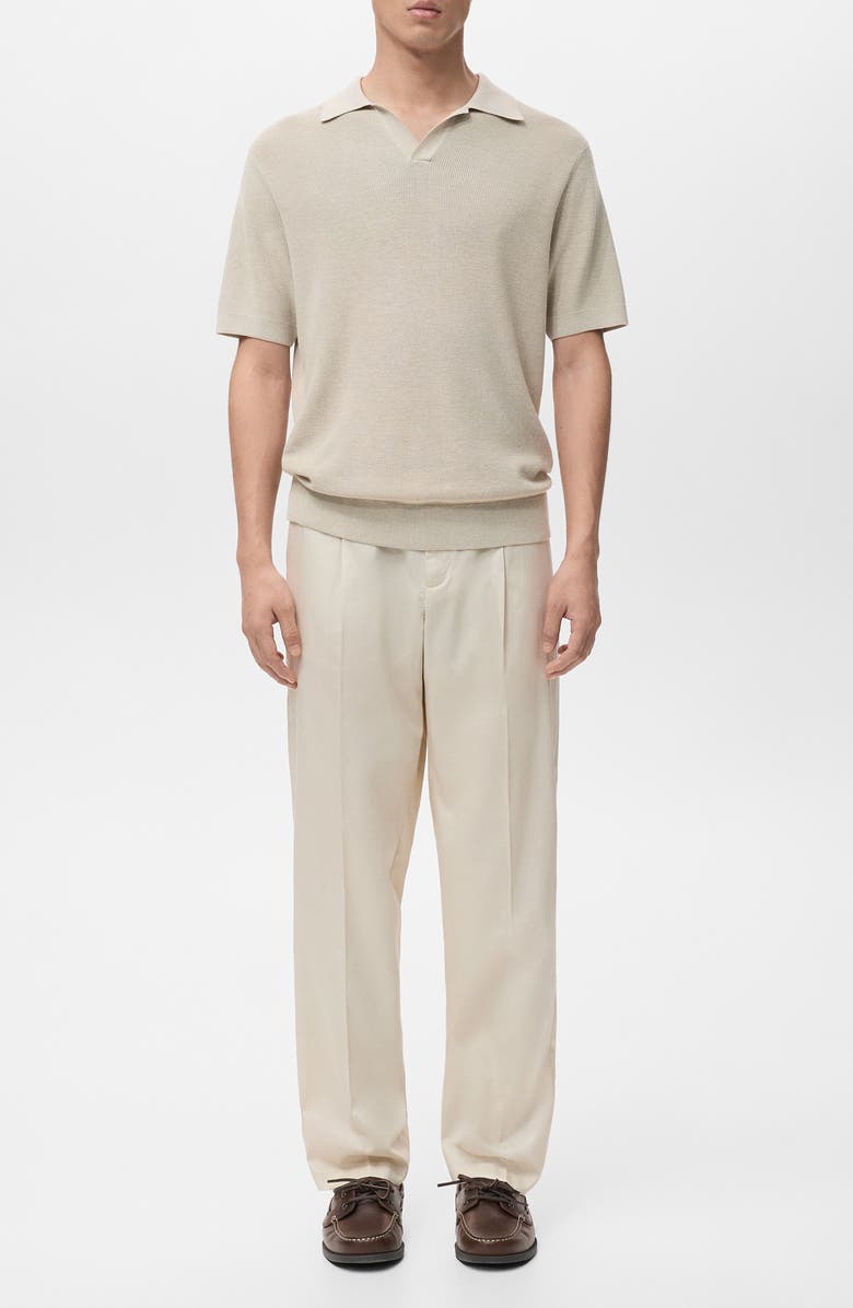 MANGO Structured Knit Polo, Alternate, color, Beige