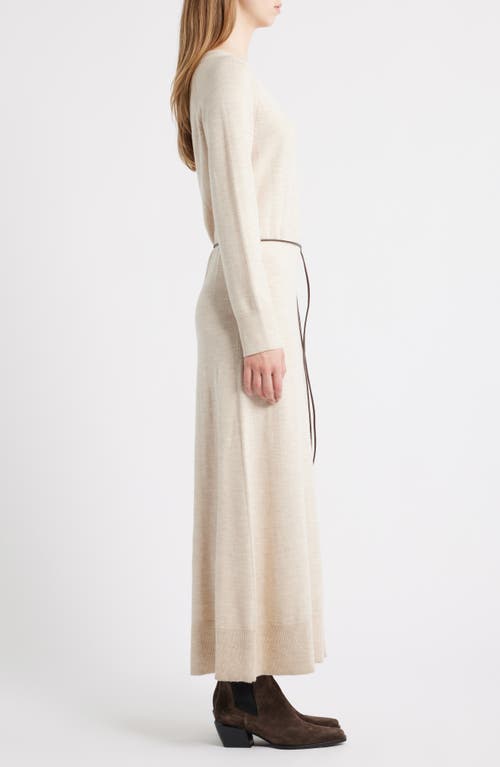 Rag & Bone Loren Long Sleeve Belted Wool Blend Maxi Sweater Dress In Gray