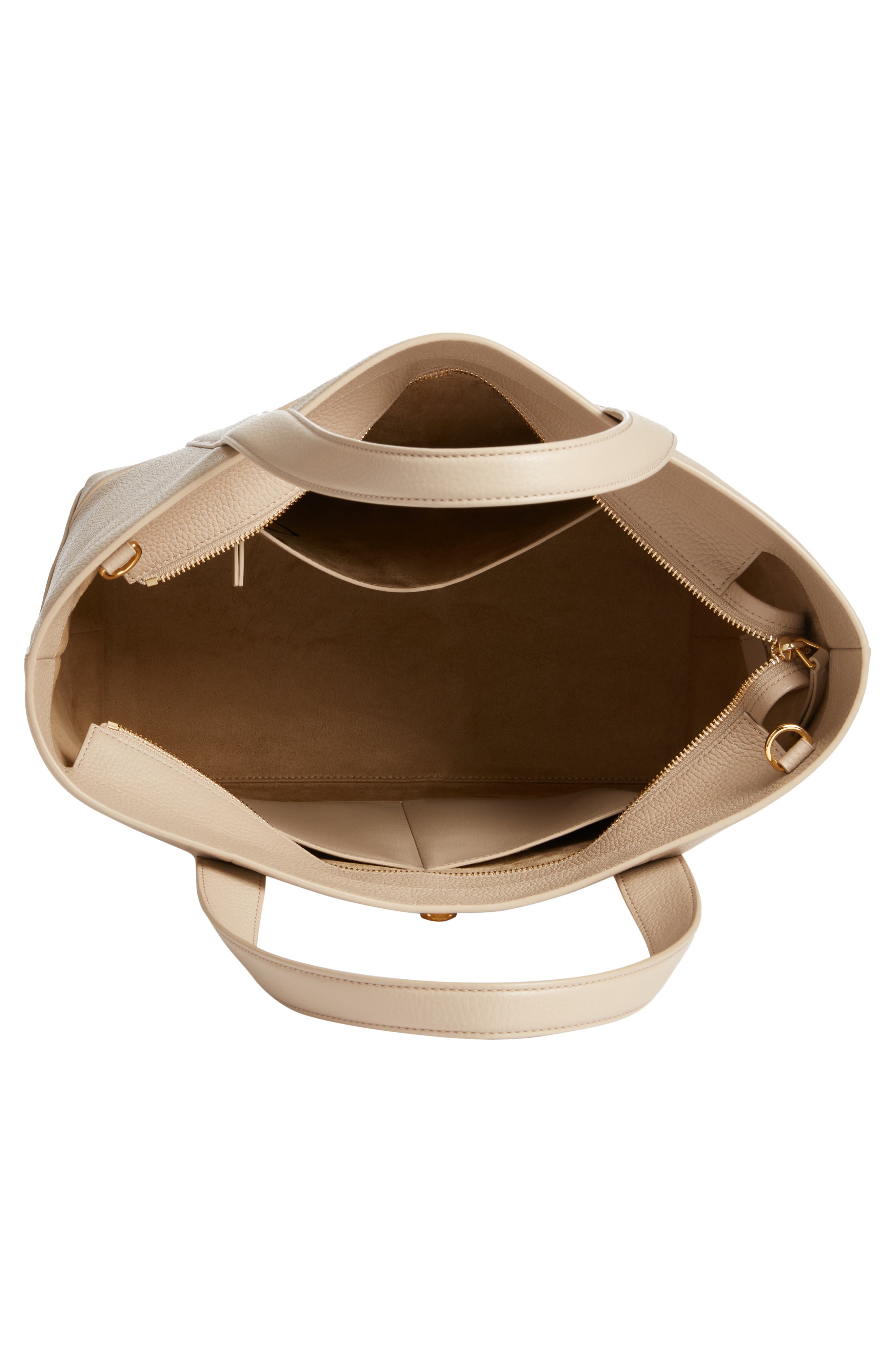 Veronica Beard Grand Goody Leather Tote, Alternate, color, Sand Dollar