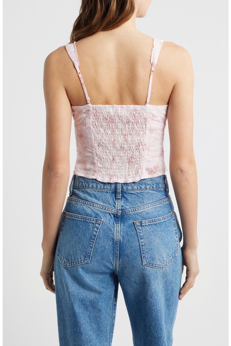 Floral Shirred Crop Top, Alternate, color, PINK DITSY