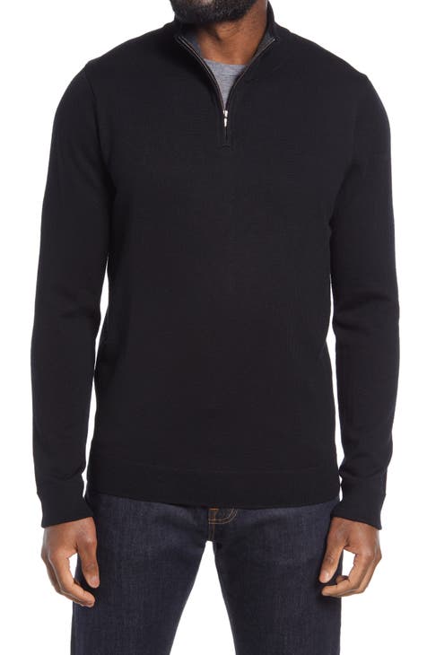 Men's black sweater with zipper sale