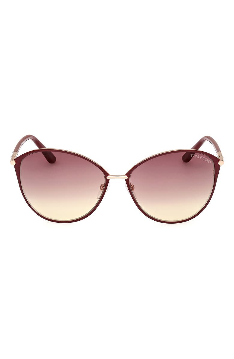 TOM FORD Penelope 59mm Gradient Cat Eye Sunglasses, Main, color, Rose Gold Burgundy