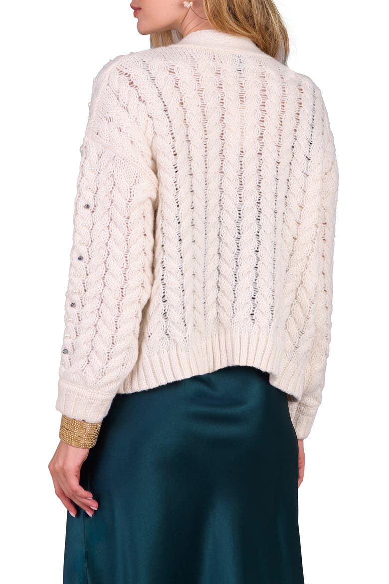 Faux Pearl Knit Cardigan, Alternate, color, IVORY
