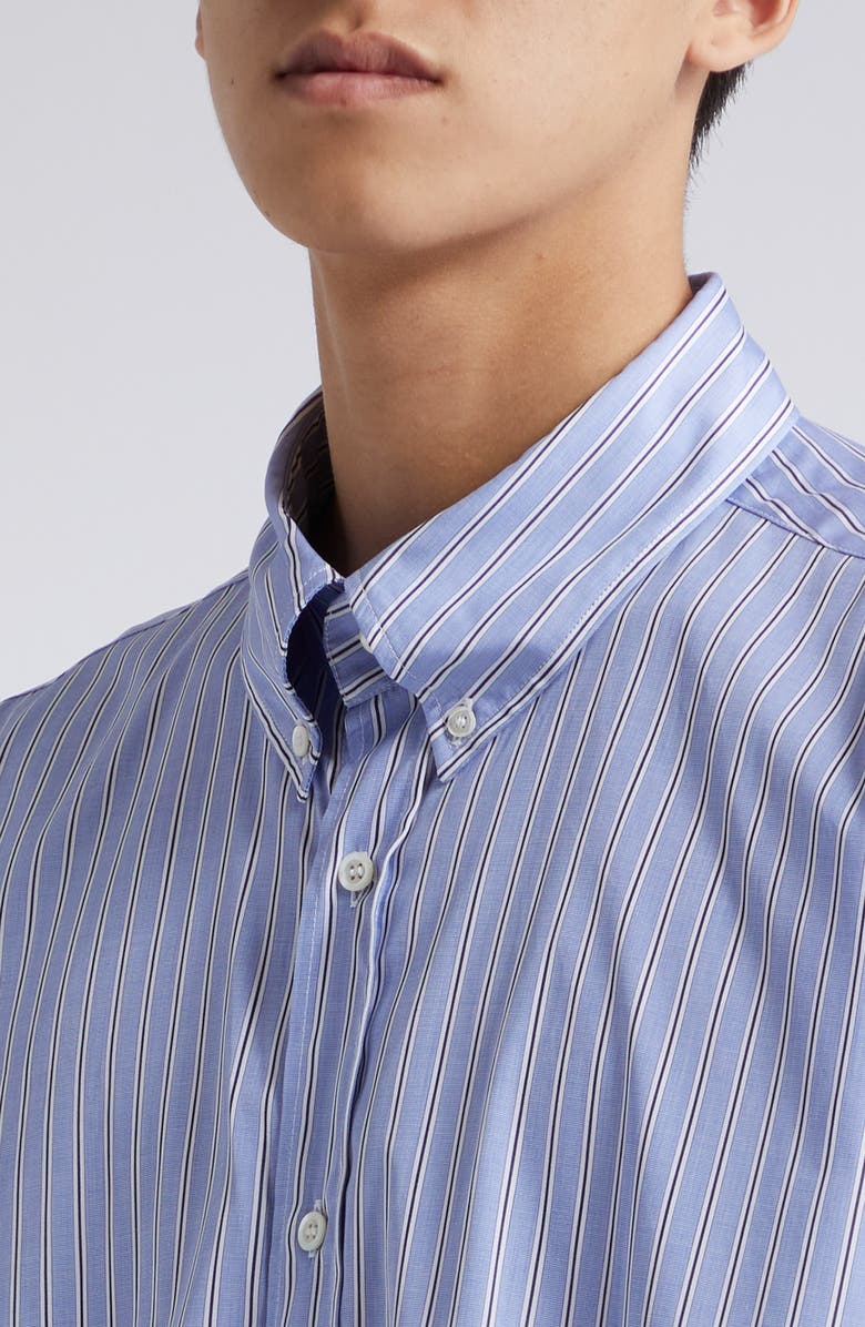 Maison Margiela Stripe Oversize Organic Cotton Oxford Button-Down Shirt, Alternate, color, Blue Stripes