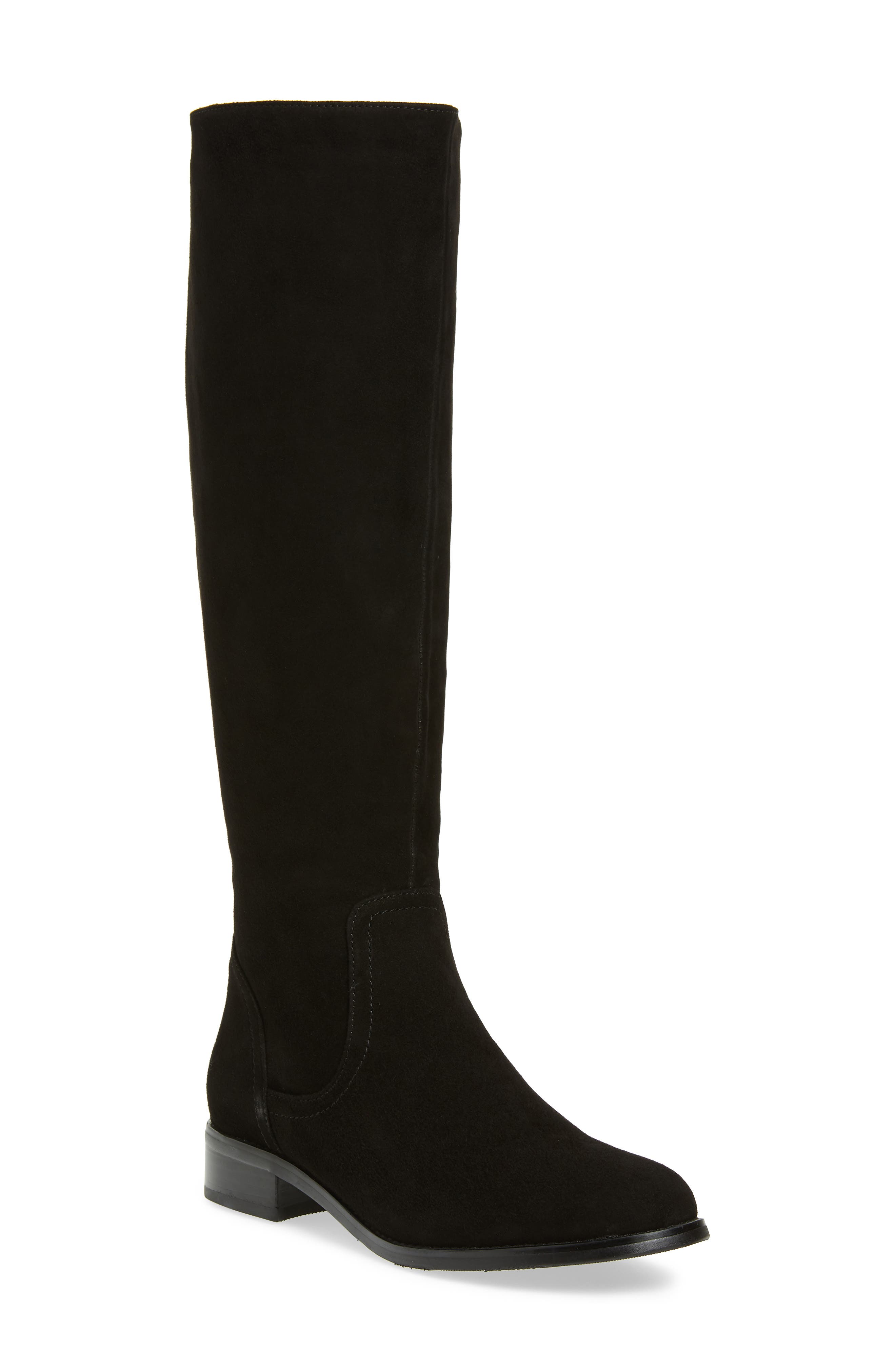 Montreal Waterproof Knee High Boot, Main, color, BLACK SUEDE