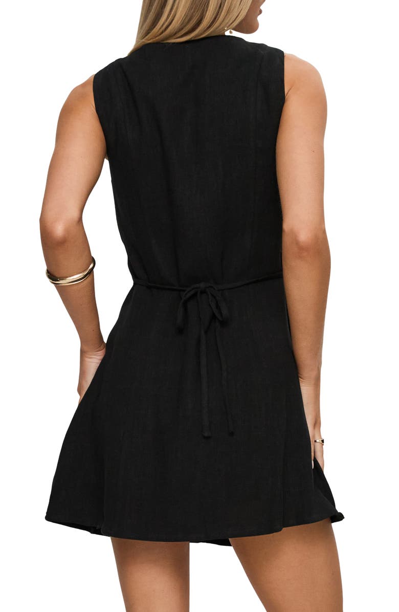 Princess Polly Dollie Button-Up Linen Blend Minidress, Alternate, color, Black