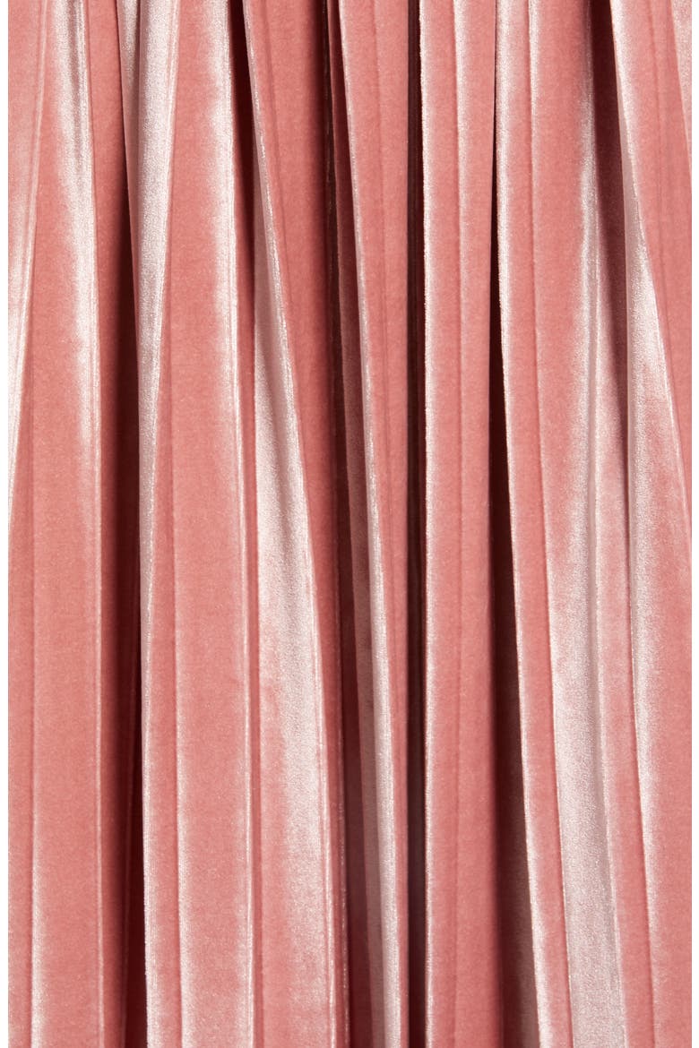 Velvet Pleated Midi Skirt, Alternate, color, PINK MESA