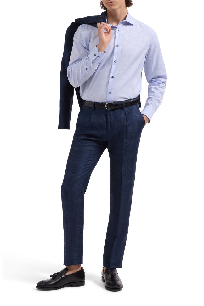 Axel Shaped Fit Floral Jacquard Button-Up Shirt, Alternate, color, SKY