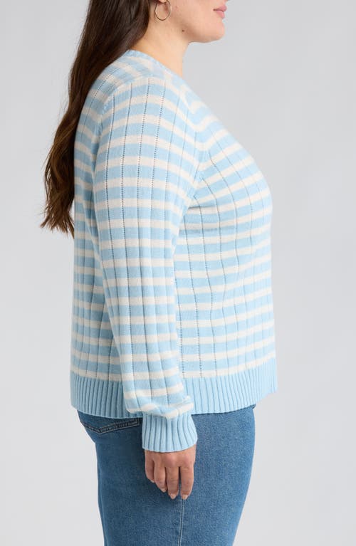 Shop Caslonr Caslon(r) Stitch Play Stripe Sweater In Blue Falls- Ivory Stripe