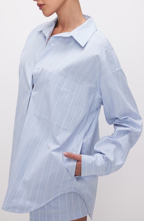 GOOD AMERICAN GOOD AMERICAN OVERSIZE STRIPE STRETCH COTTON POPLIN BUTTON-UP SHIRT 
