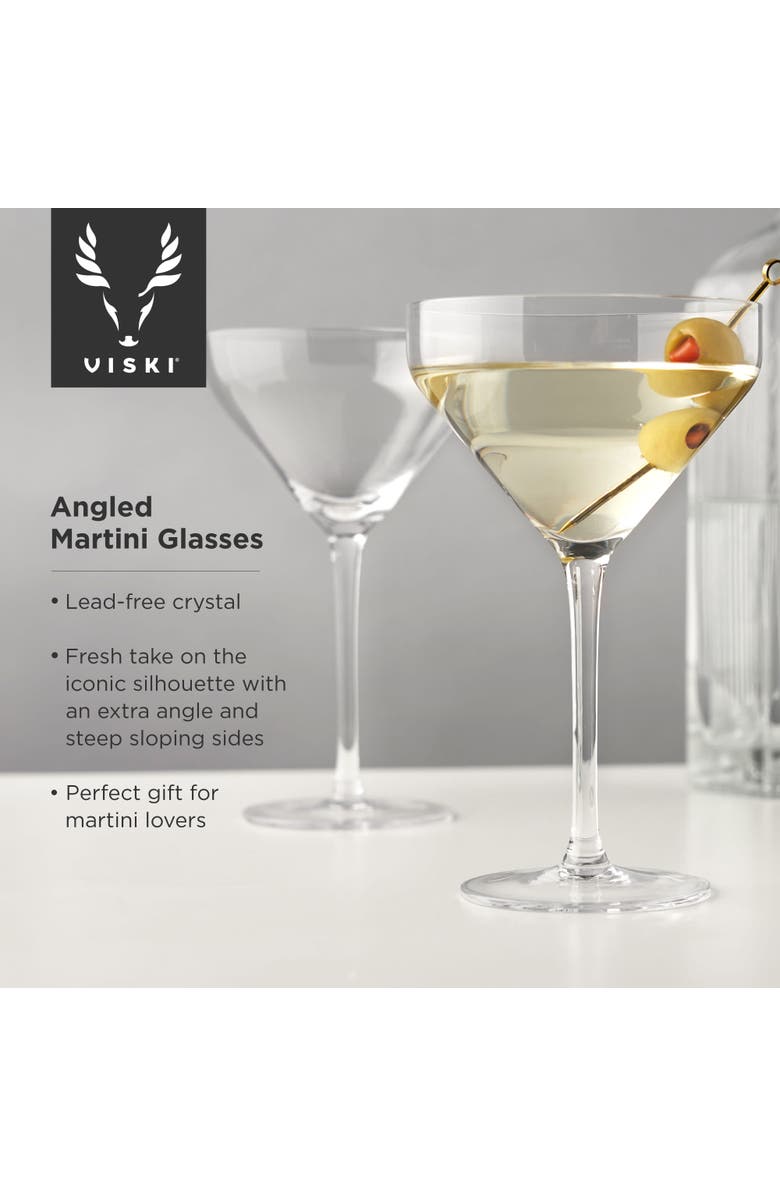 Viski Raye Crystal Angled Martini Glasses Set of 2, Alternate, color, Clear