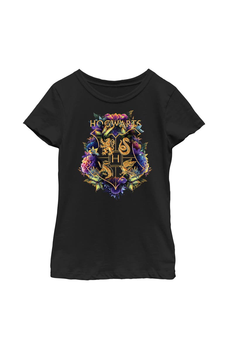 HARRY POTTER Girl's Harry Potter Hogwarts Plant Crest Graphic T-Shirt, Main, color, Black