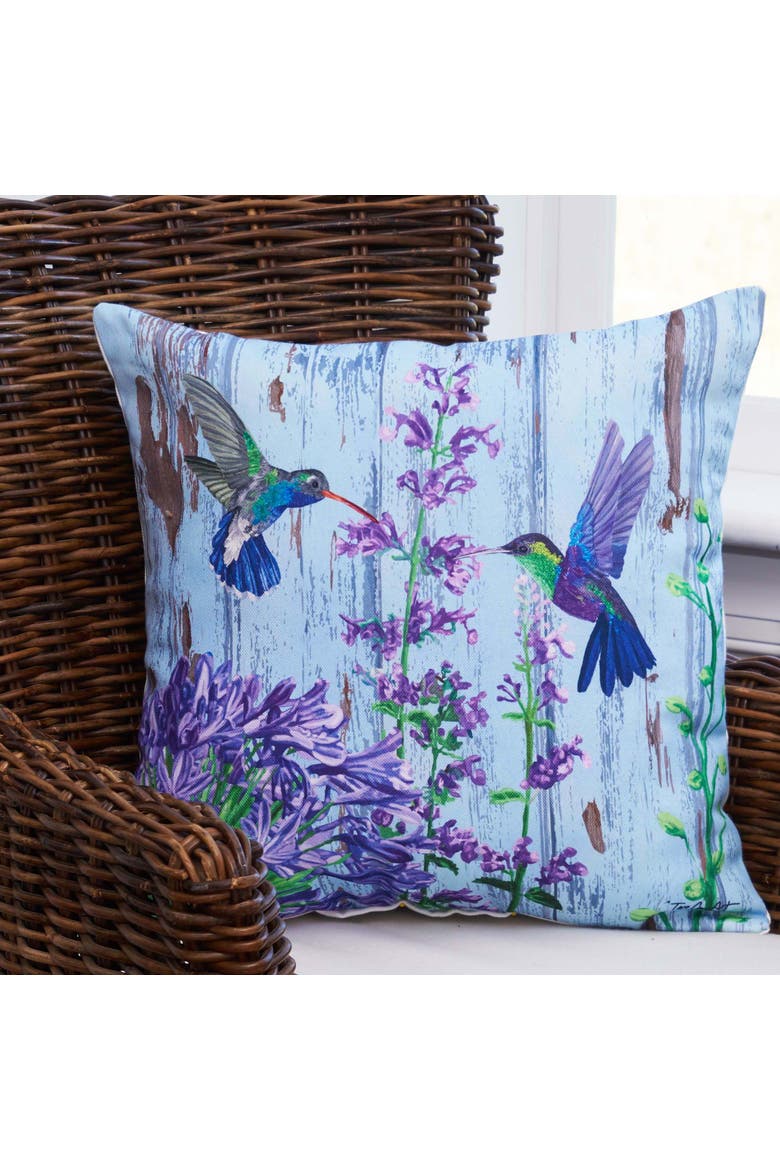Hummingbird Paradise HD Printed Indoor/Outdoor Accent Throw Pillow 18" x 18", Alternate, color, Blue
