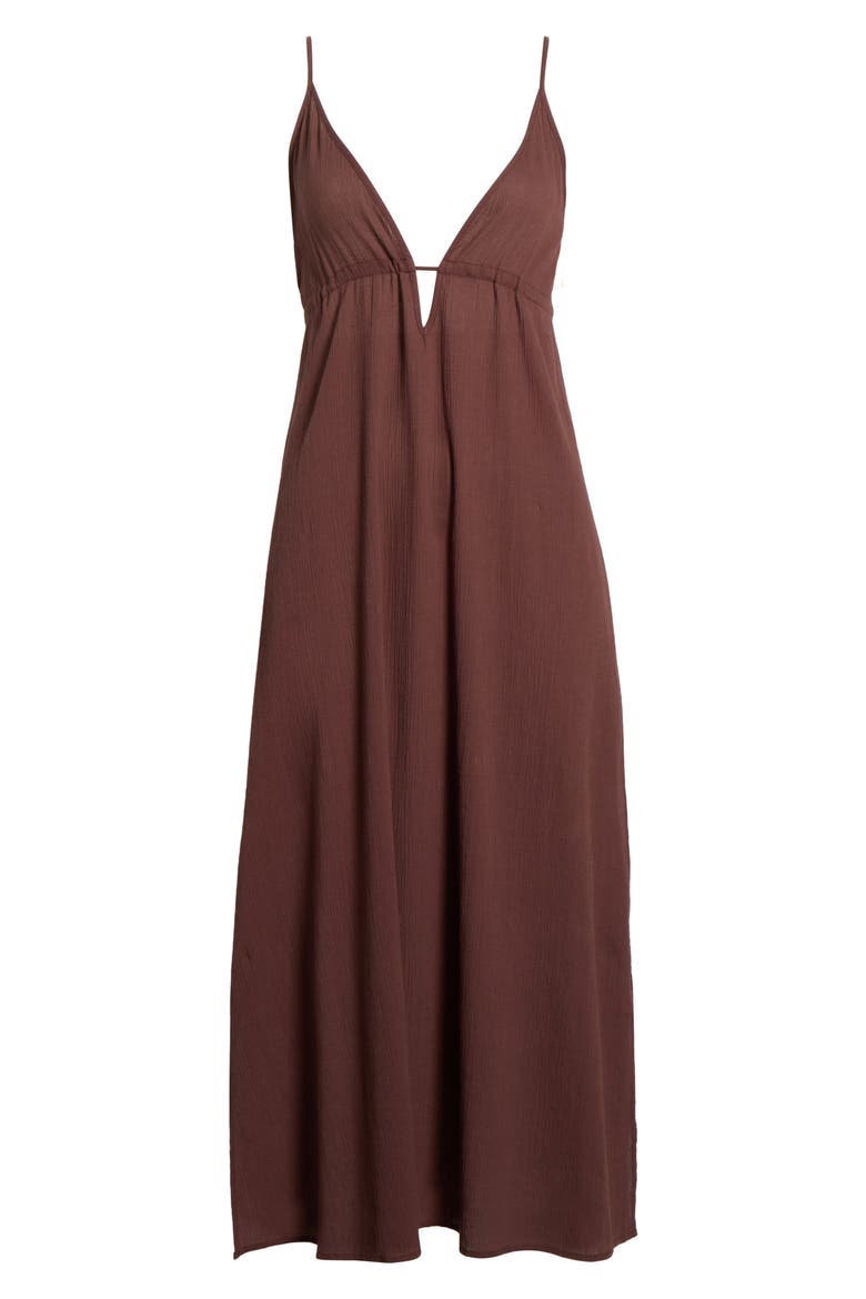 Crinkle Gauze Cover-Up Midi Dress, Alternate, color, ESPRESSO